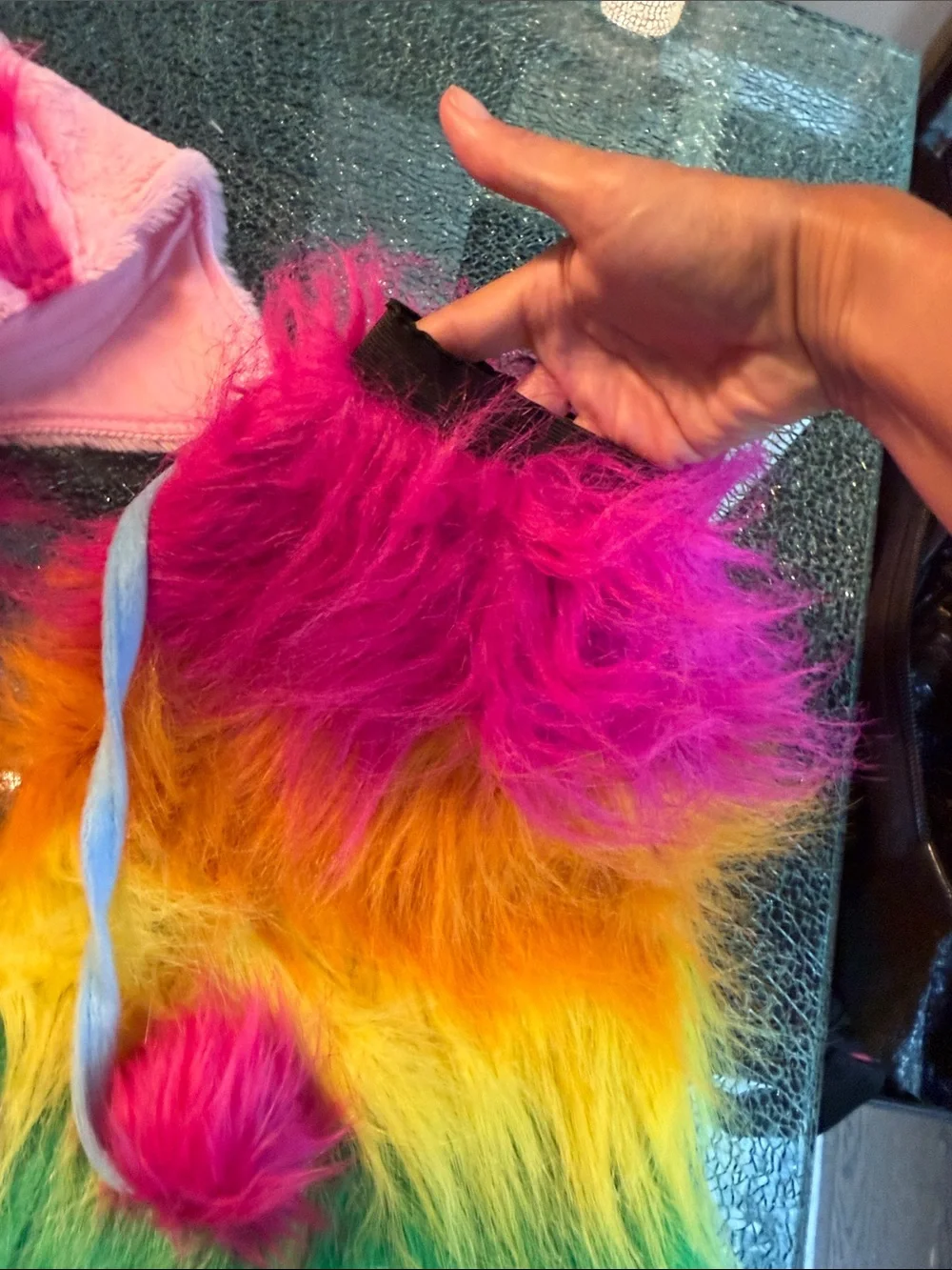 Furry Cosplay Pretty Pony Rainbow COSTUME HAT headwear GLOVES LEGWARMER LOT SET